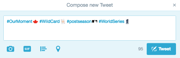 Major league baseball and Blue Jays brand hashtags for social media, Twitter