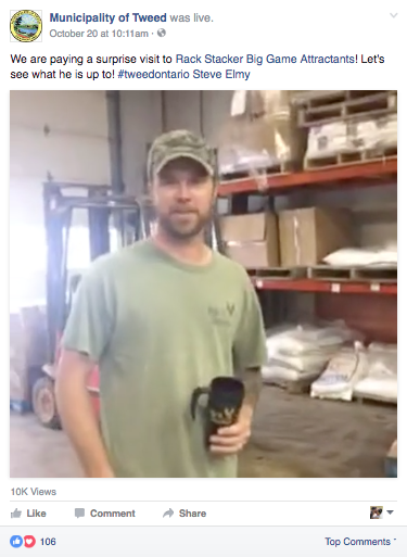 Municipality of Tweed Facebook live streaming video post of local business