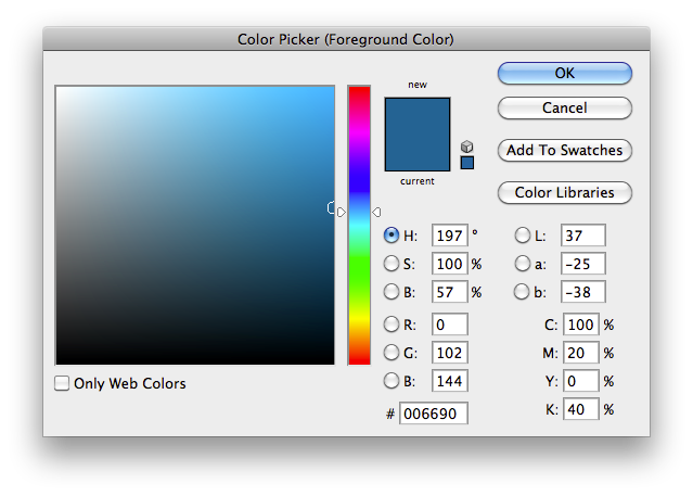 Colour Picker window in Photoshop