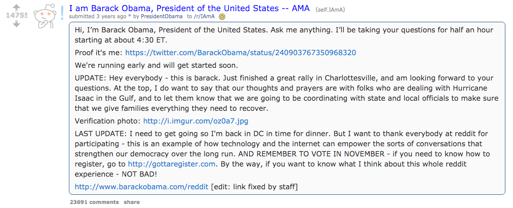 President Obama AMA