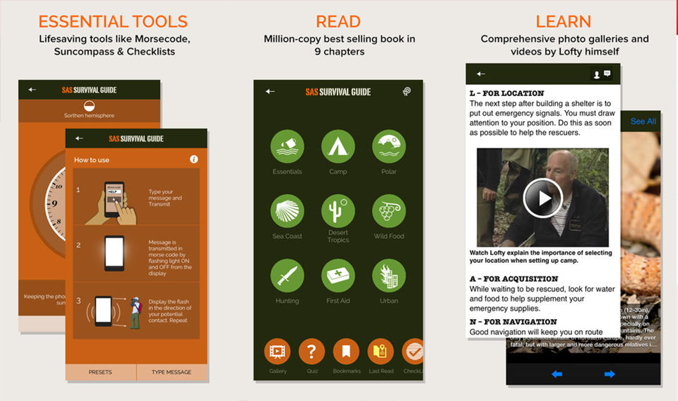 SAS Survival app screenshots
