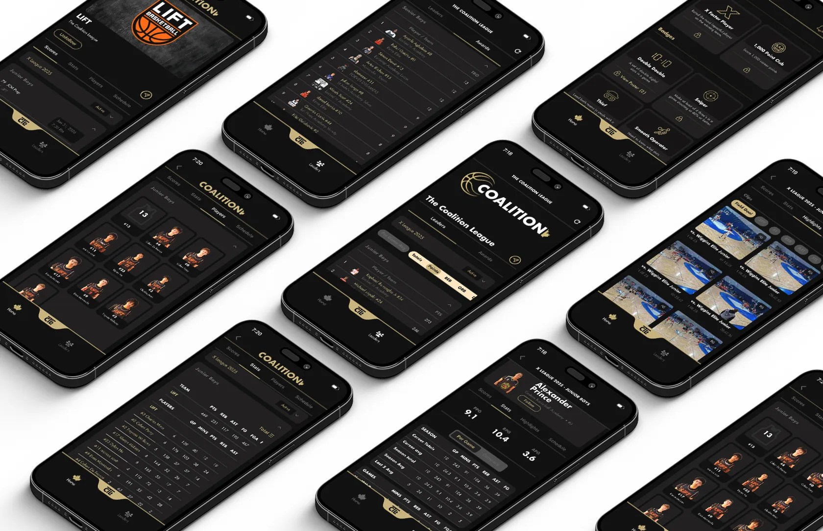 coalition stats app on phone screes 