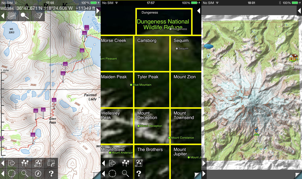 Topo maps app screenshots